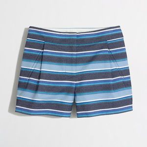NWT. J. Crew Textured-Stripe Short in Blue.